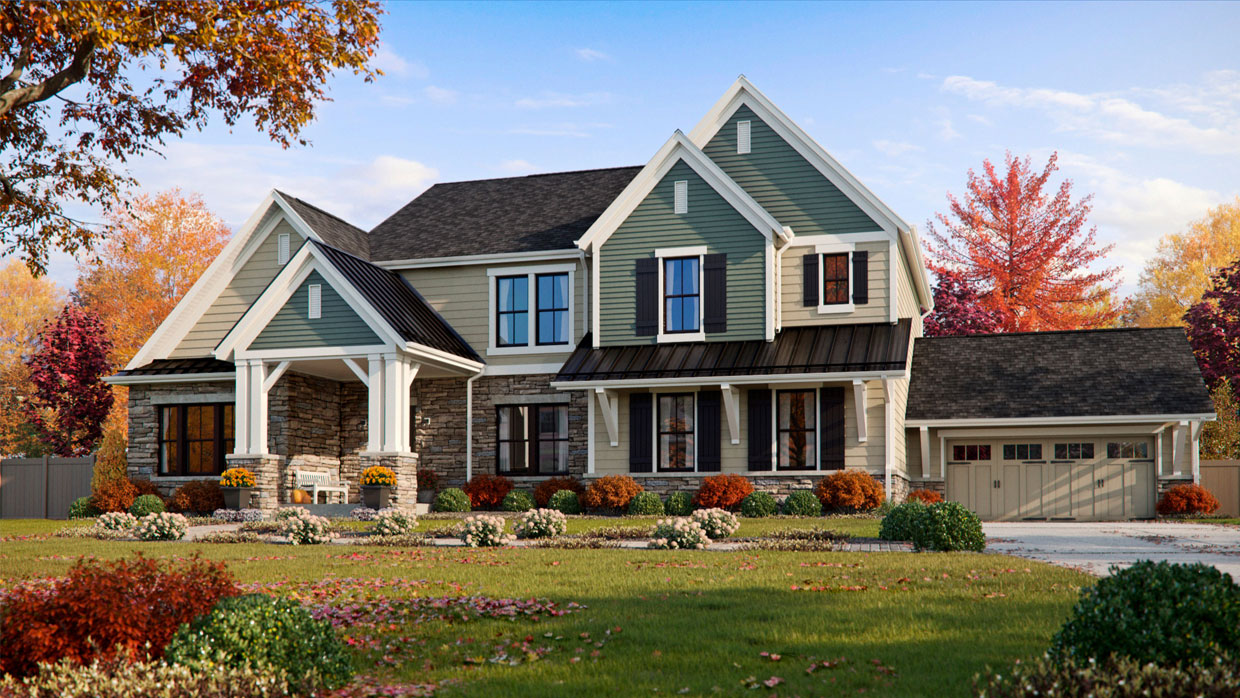 Home during the Fall season with energy-efficient windows.