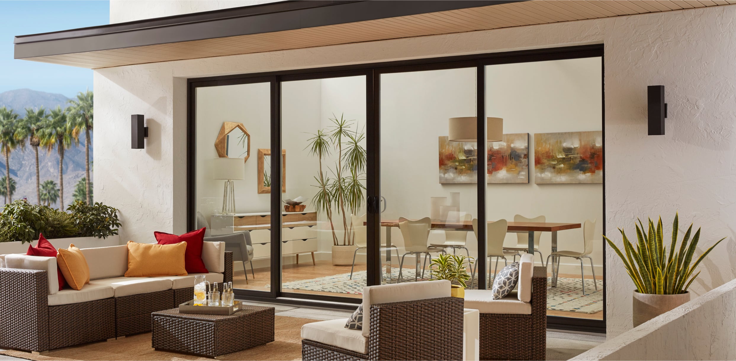 Exterior View of a Black 960 Bi-Parting Sliding Patio Door