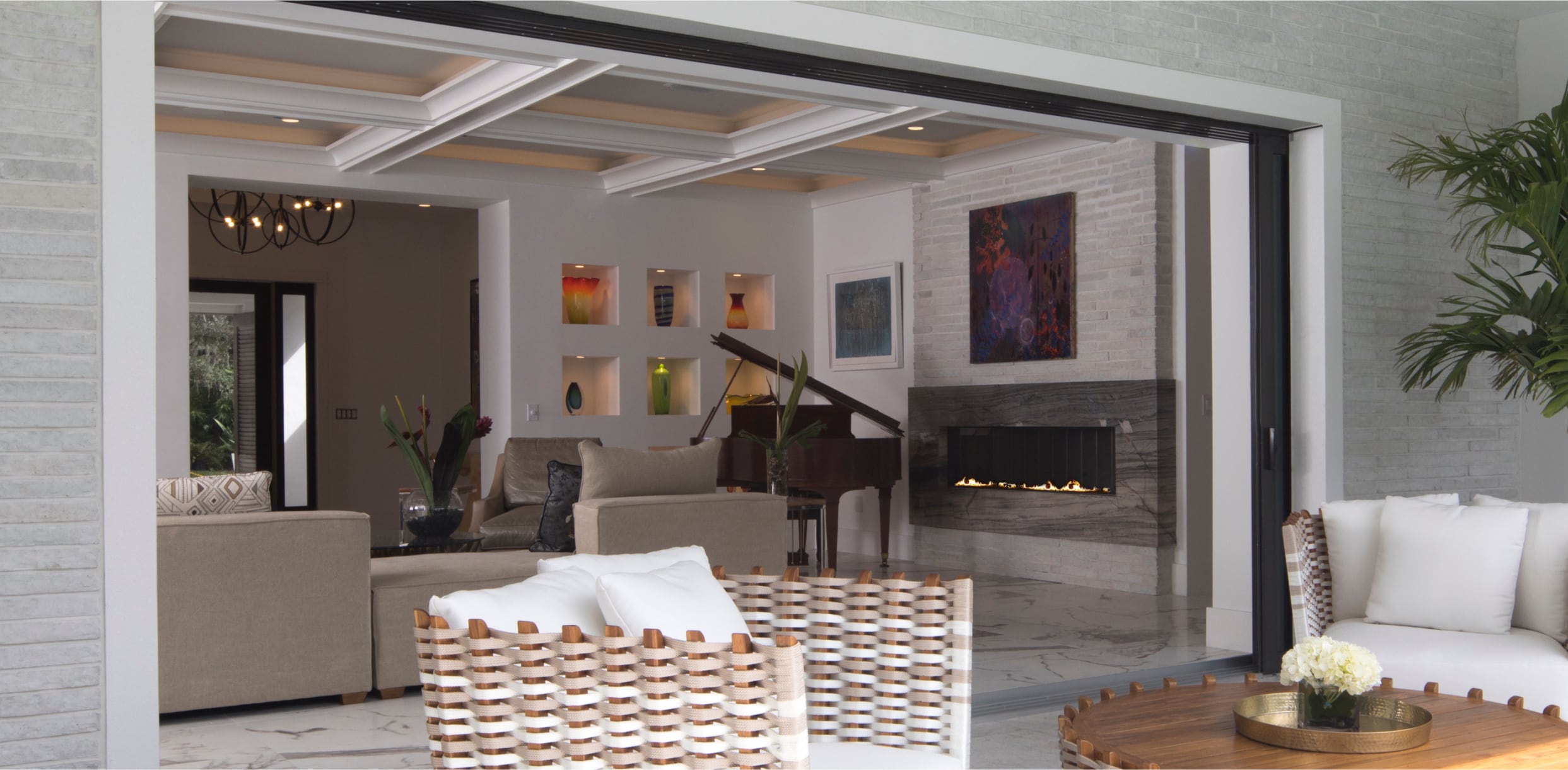 Exterior View of a Fully Open 4880 Pocket Multi-Slide Patio Door