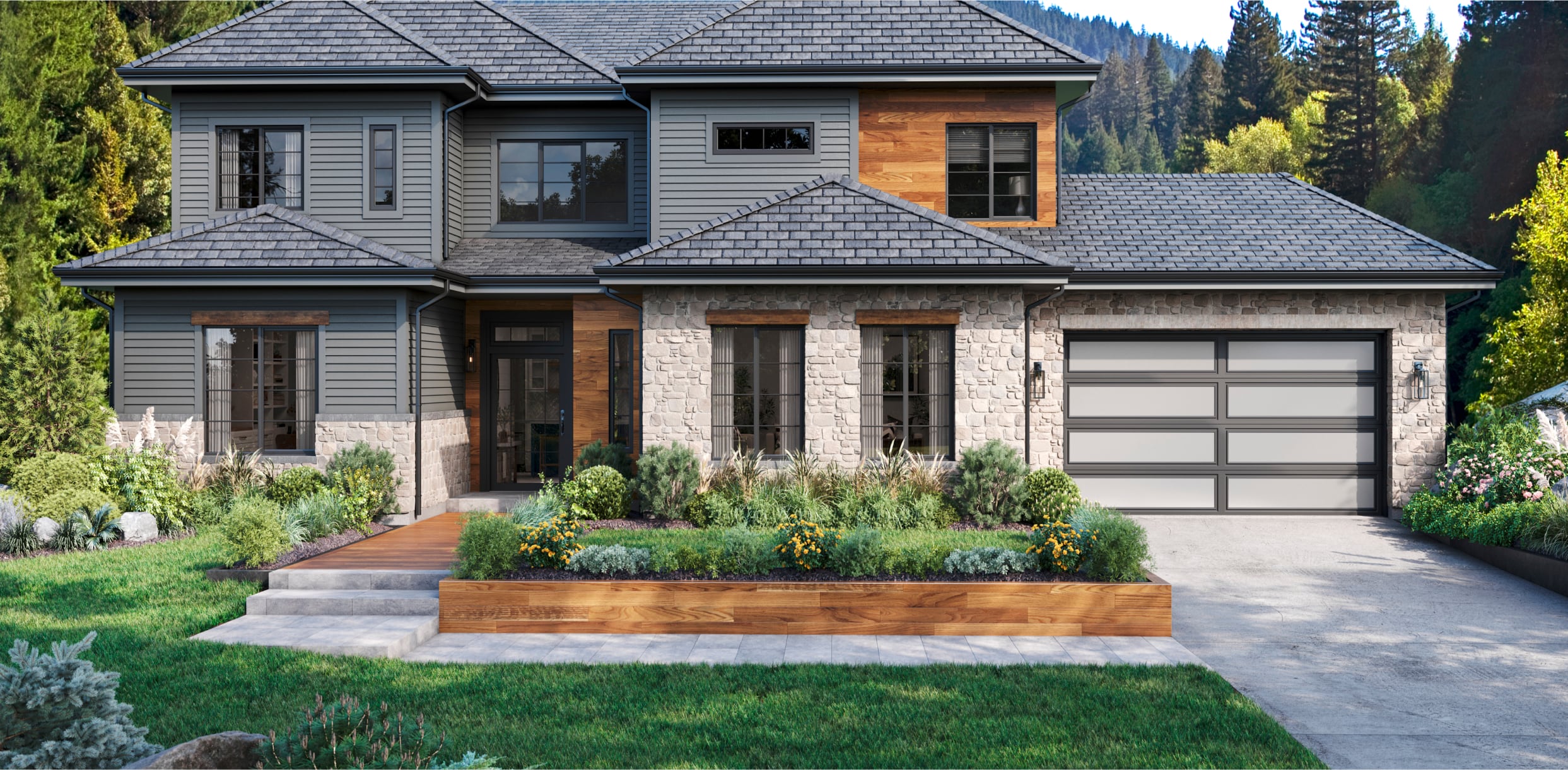 Home Exterior with Black West Pro 200 Series Sliding Windows