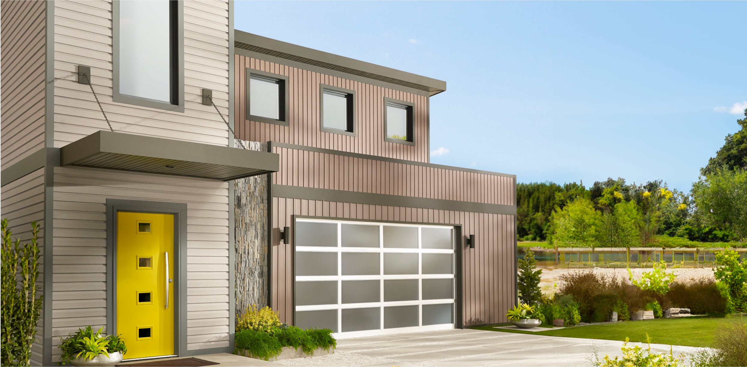 Exterior Mira Picture Windows in Signature Sandalwood