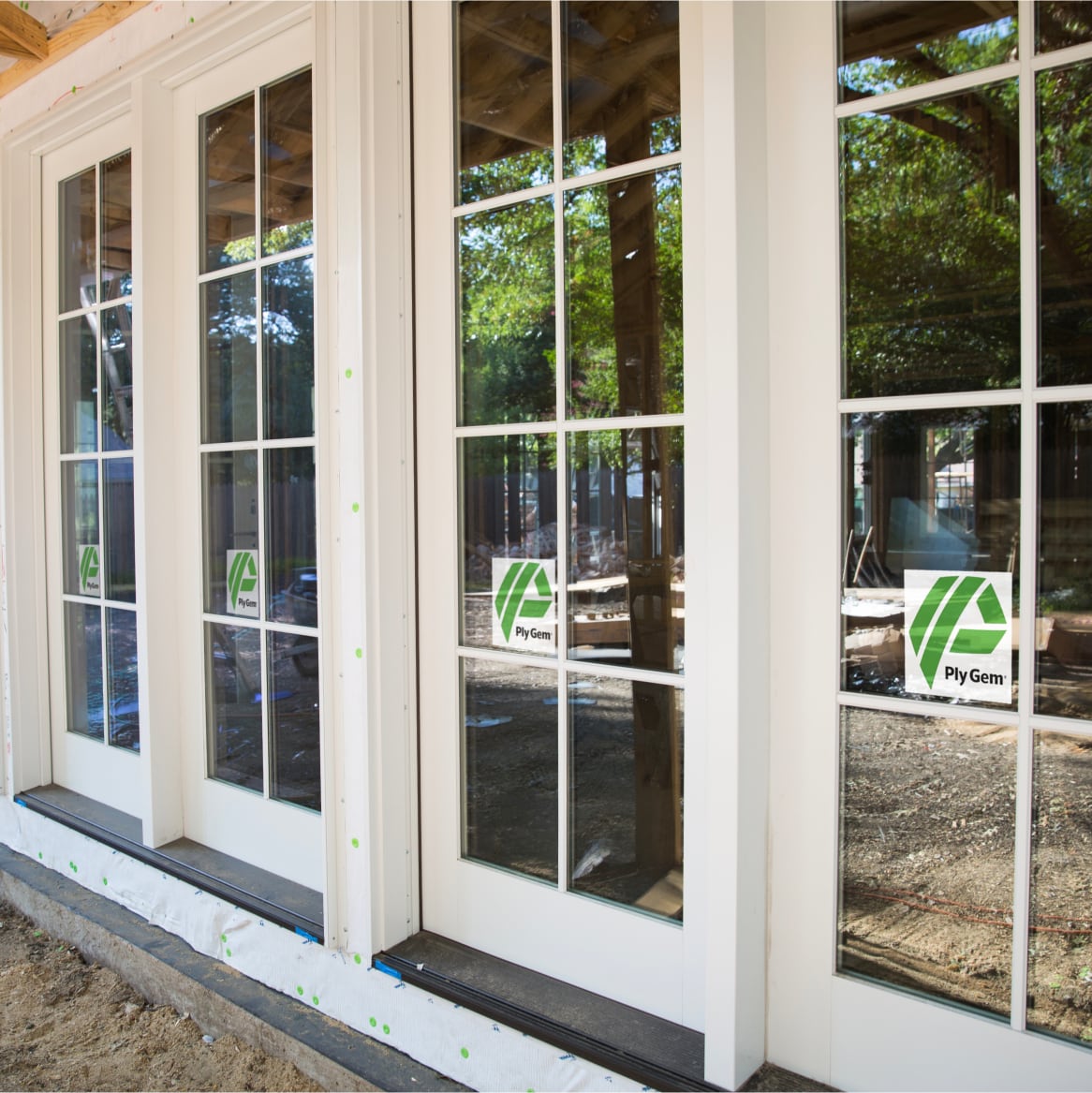 Exterior View of New Construction Patio Doors Installed in a Home
