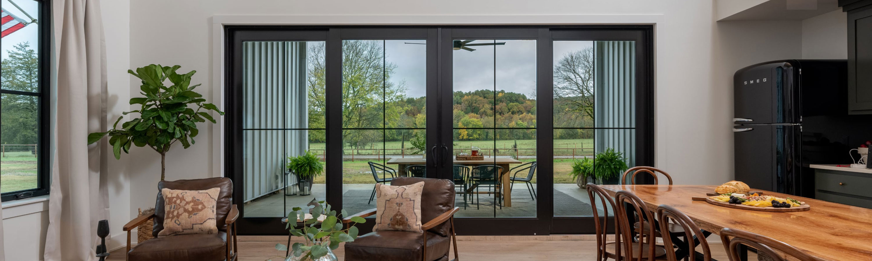 Patio Doors - Home Interior View of 4-Panel Sliding Patio Door