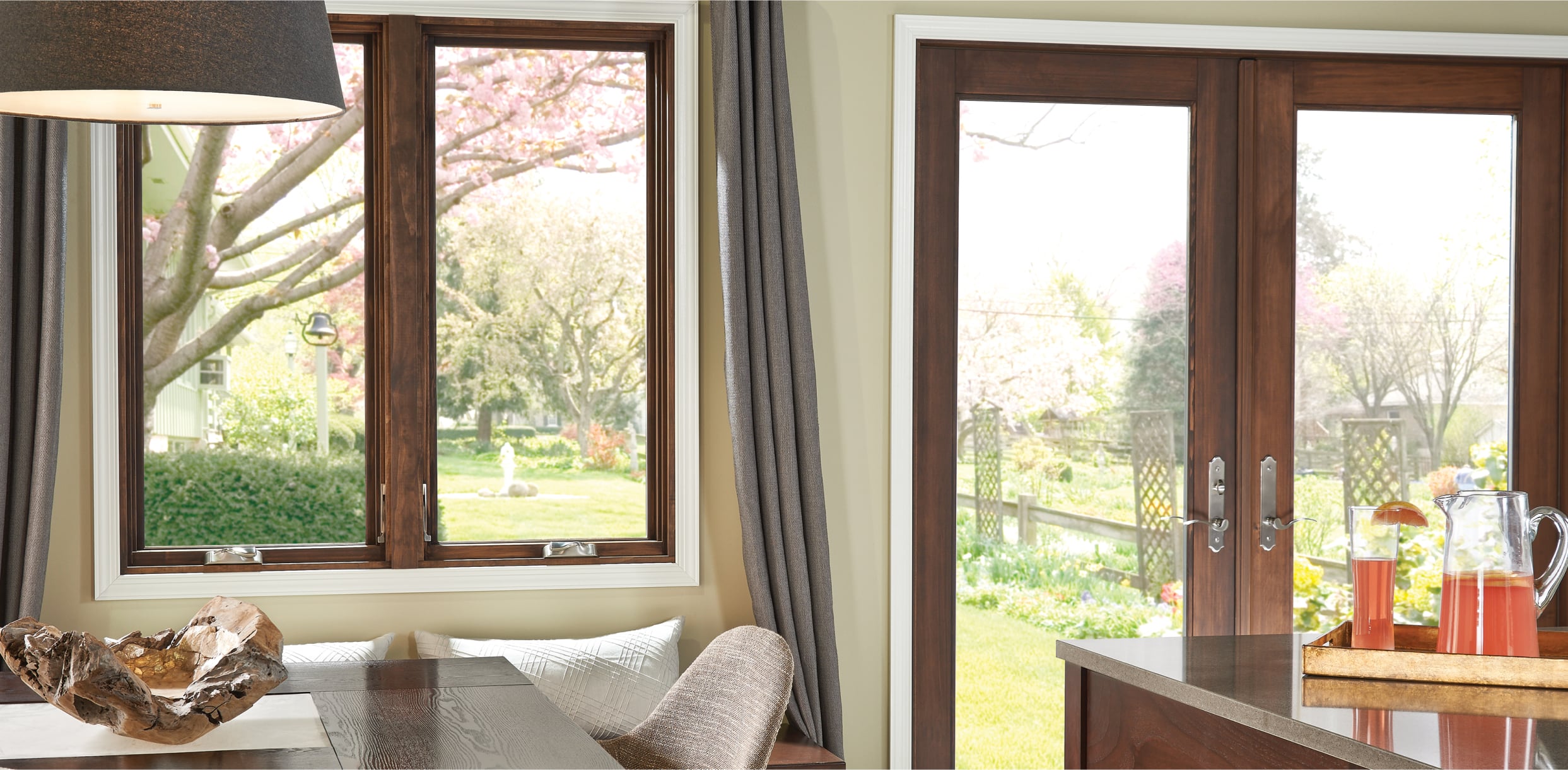 Interior View of a Woodgrain Stained MIRA Twin Casement