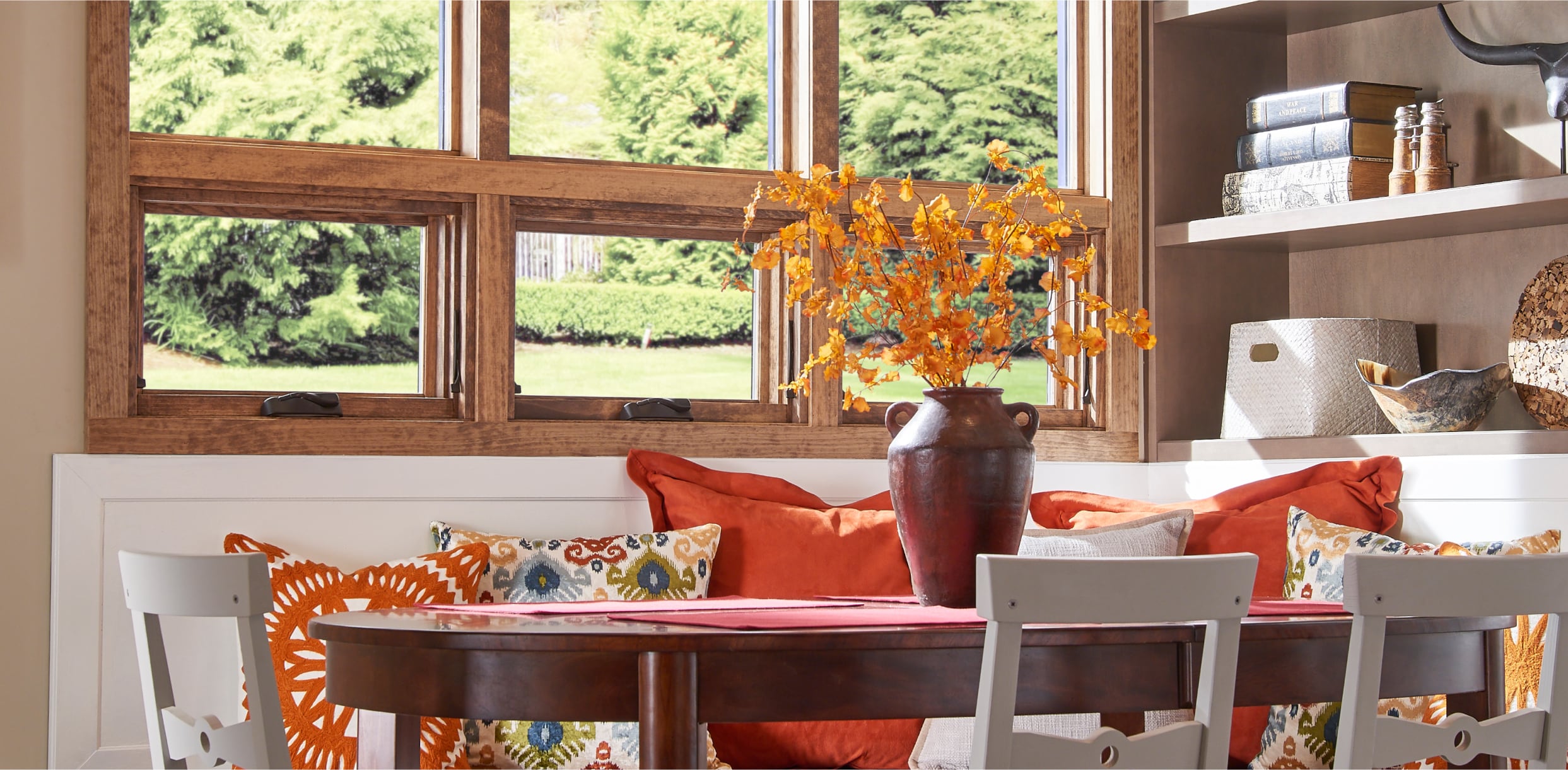 Interior Stained Woodgrain MIRA Awning Windows