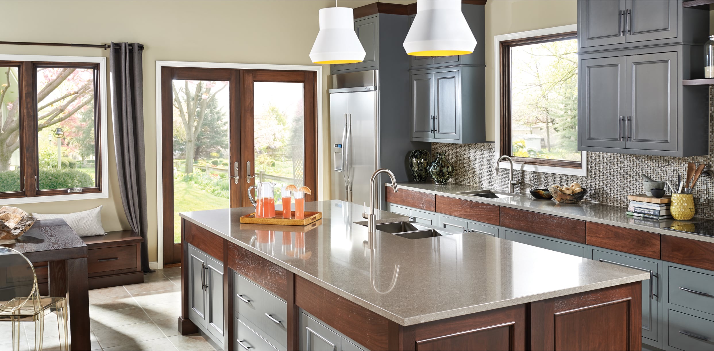 Interior MIRA Picture Window in Stained Woodgrain