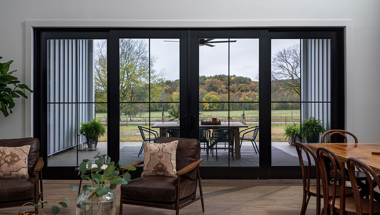 MIRA Black Four-Panel Bi-Parting Sliding Patio Door
