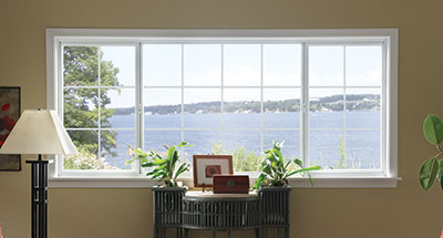Home interior with 3700 Series windows feature a 3-lite sliding window