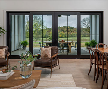 Patio Doors - Home Interior View of 4-Panel Sliding Patio Door